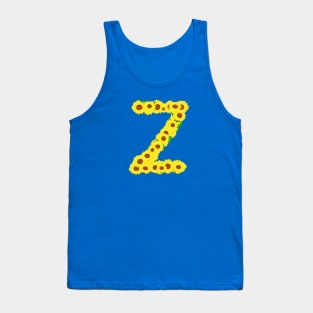 Sunflowers Initial Letter Z (Black Background) Tank Top